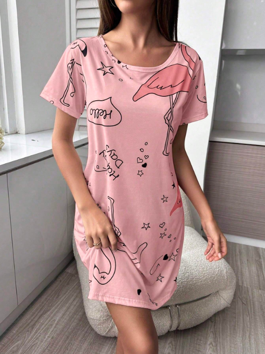 Women's Letter Printed Sleep Dress