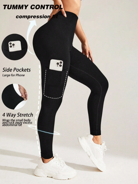 Yoga Basic Women's Sport Leggings With Side Mobile Phone Pocket