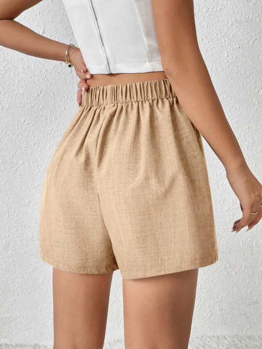 Priv Solid Color Wrapped Asymmetrical Hem Mini Skirt