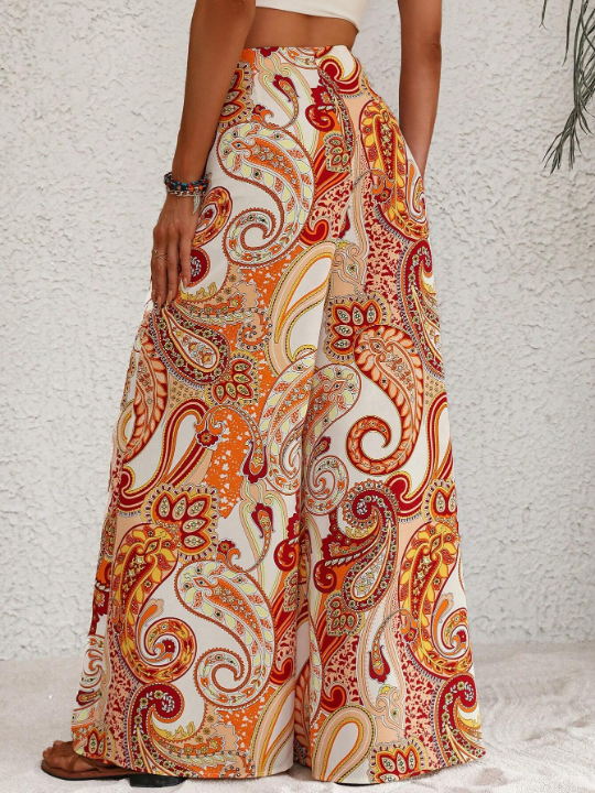 VCAY Paisley Print Wide Leg Pants