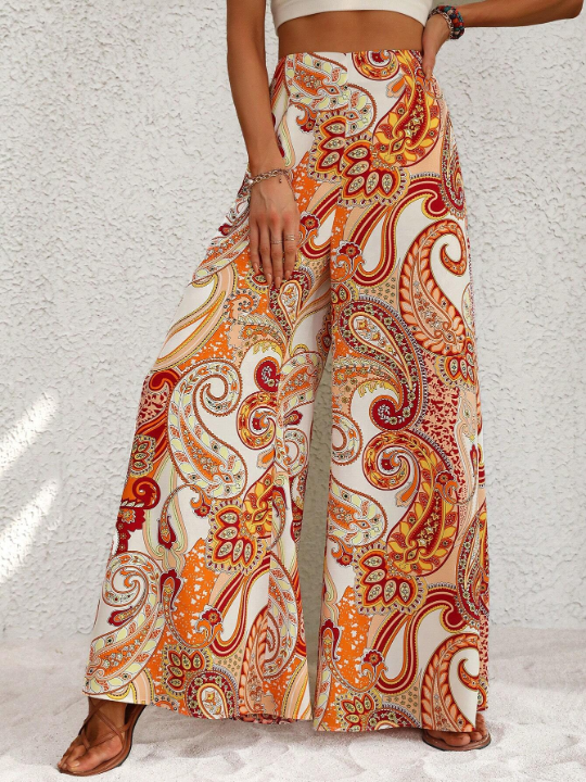 VCAY Paisley Print Wide Leg Pants