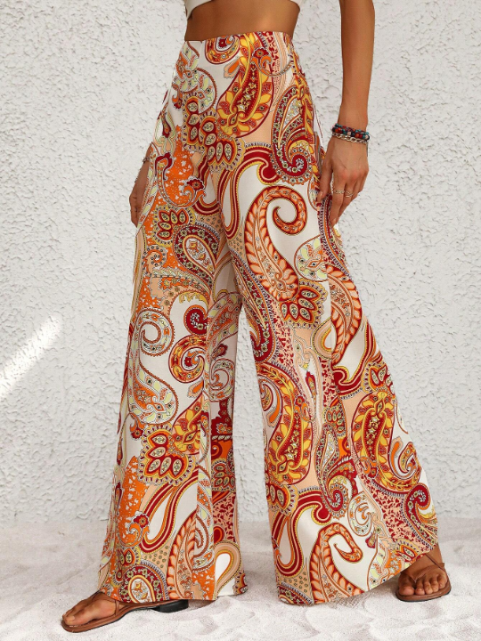 VCAY Paisley Print Wide Leg Pants