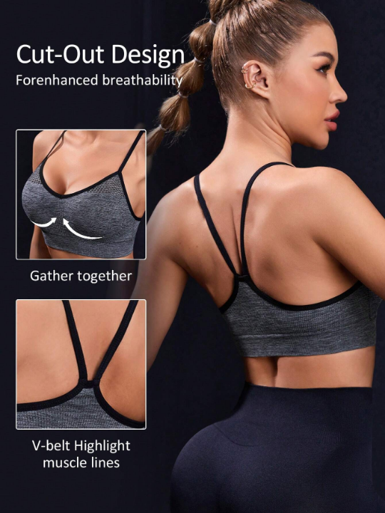 Yoga Basic Women's Seamless Sports Bra With Wrapped Edges (Gray)