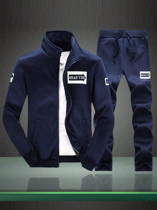 Men's Sports Suit With Jacket And Front Zipper Gym Clothes Men, Athletic Suit, Tracksuit