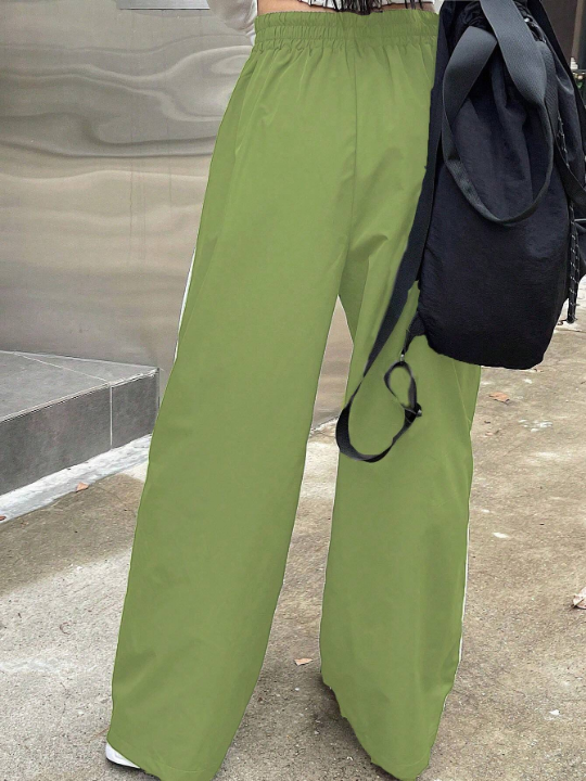 DAZY Color Block Side Split Drawstring Wide Leg Pants