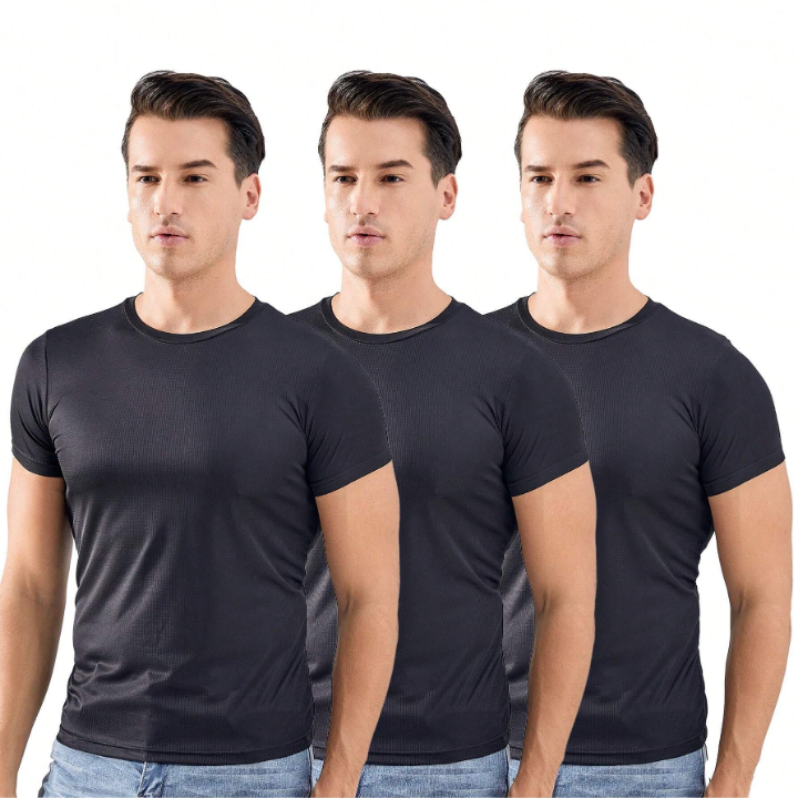 3pcs/Set Loose Fit Men's Sportswear For Training Running Basketball Soccer Gym, Includes Short Sleeve T-Shirt