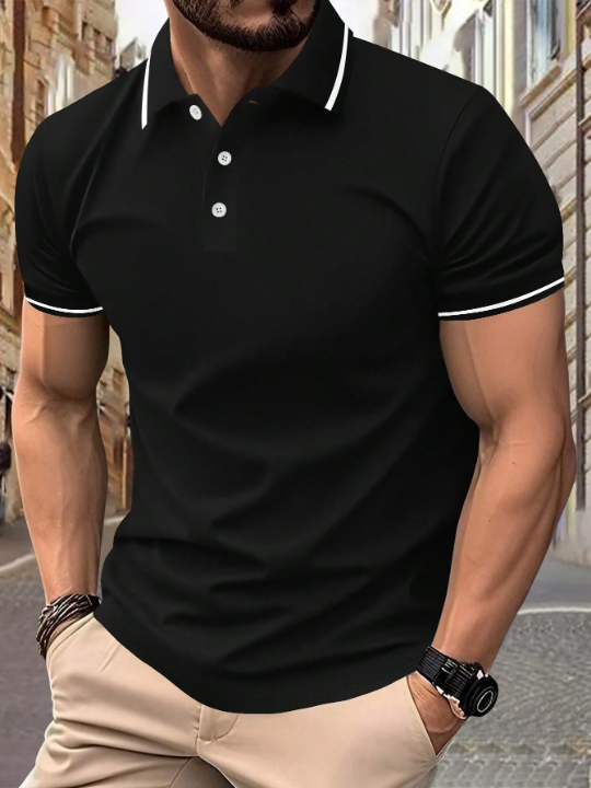 Manfinity Homme Men Contrast Trim Polo Shirt