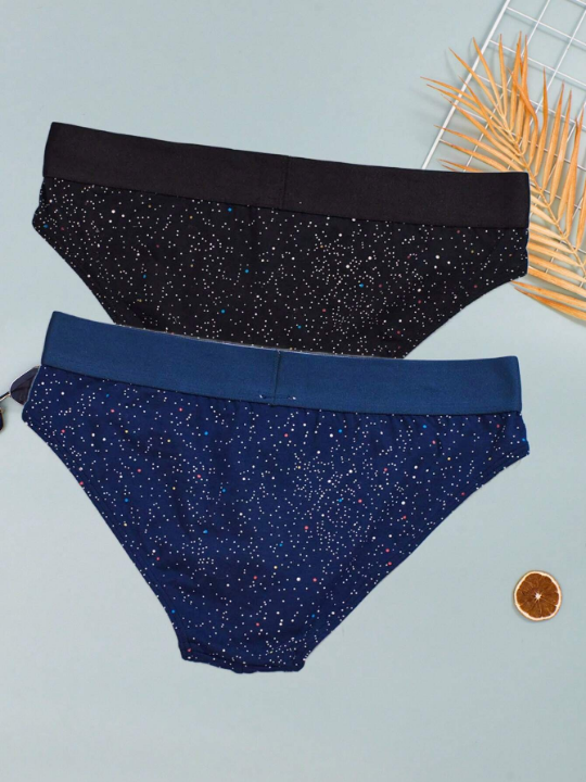 2pcs/Lot Black Blue Men's Underwear Fashionable Comfortable Breathable Pants Music Festival Gift