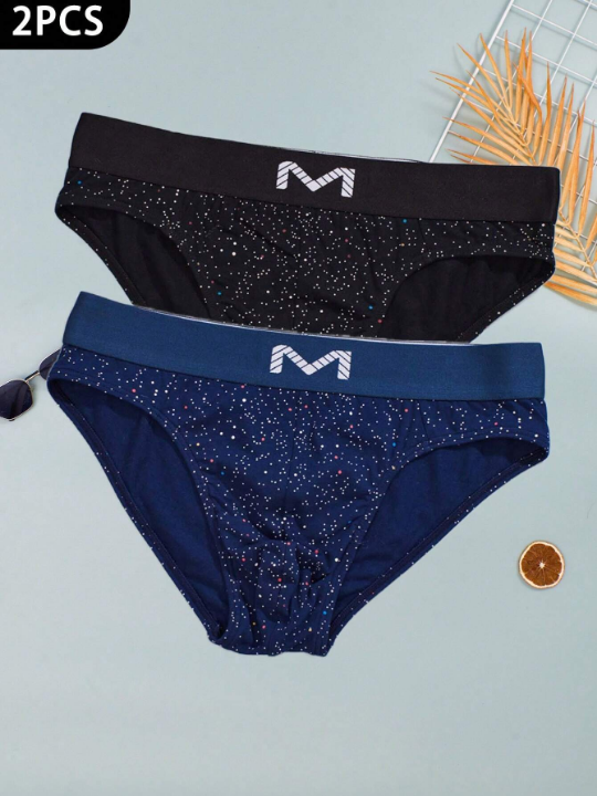 2pcs/Lot Black Blue Men's Underwear Fashionable Comfortable Breathable Pants Music Festival Gift
