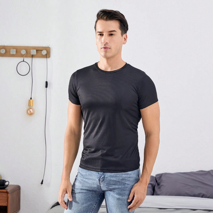 5pcs/Set Loose Fit Men's Workout Clothes Short Sleeve T-Shirt For Gym, Soccer, Basketball, Running, Training
