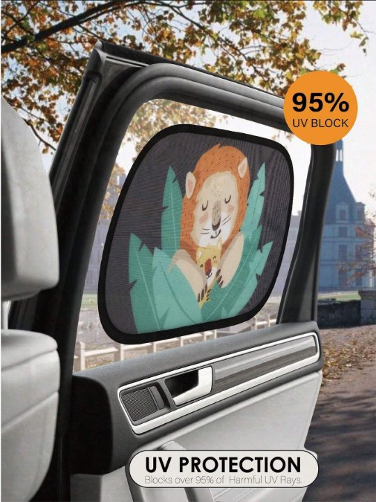 2pcs Cartoon Car Window Shade, Blocking 95% UVA & UVB, All-Season