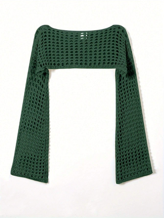 New Arrival Fashionable Hollow Out Knitted Cropped Sweater With Unique Design