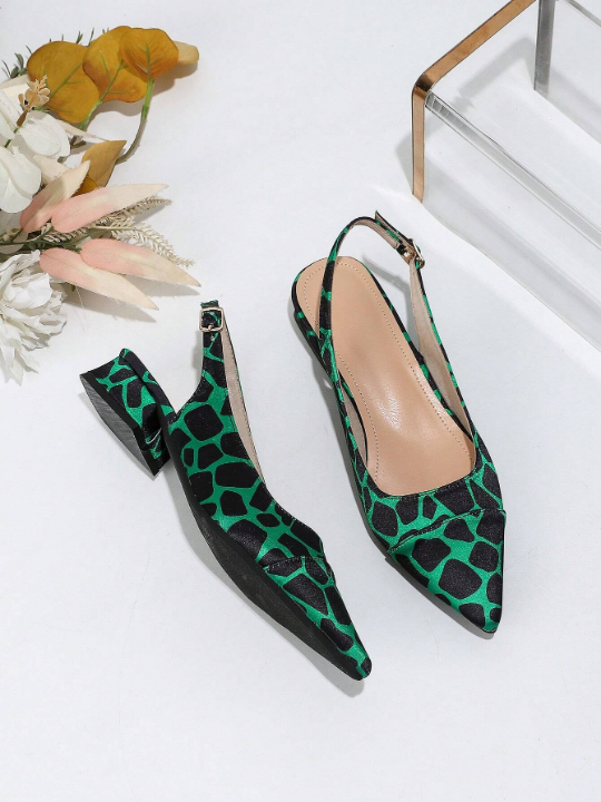 Spring And Autumn European And American Style Fashionable Pointed-Toe Shallow Mouth Single Shoes For Women With Leopard Design, Thin Heels, Peep-Toe Sandals