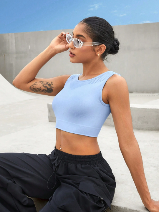 Yoga Basic Solid Color Cropped Sports Tank Top