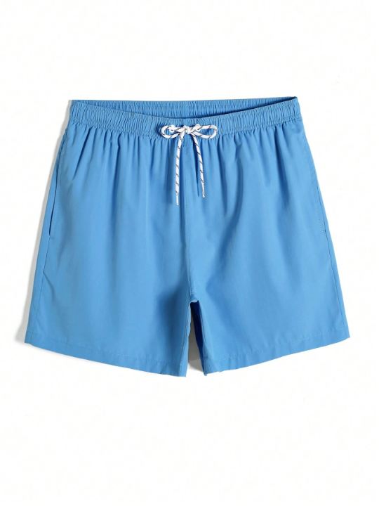 Manfinity Swimmode Men's Fashionable Simple Solid Color Summer Beach Shorts