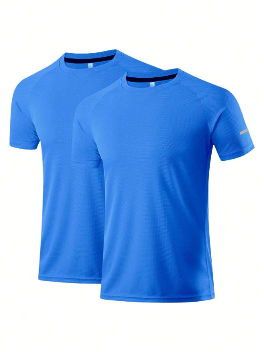 2pcs/Set Men's Casual Sports T-Shirt For Training, Running, Outdoors, With Quick Dry And High Elasticity Gym Clothes Men Basic T-Shirt