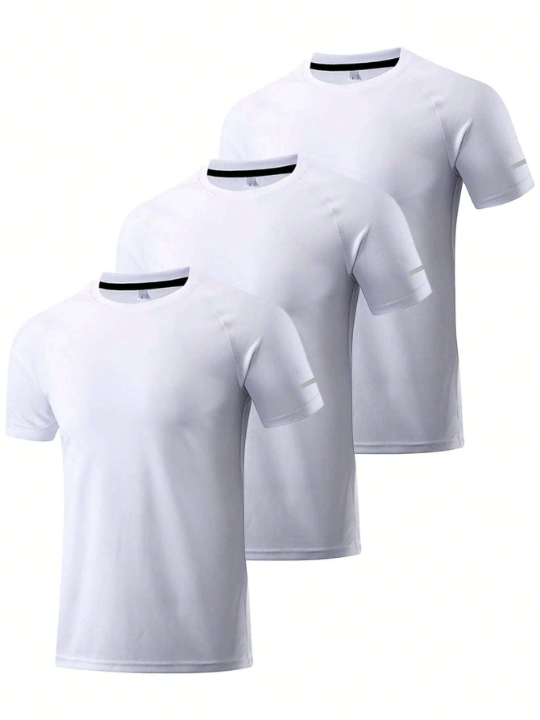 3pcs/Set Men's Casual Sports T-Shirt For Training, Running, Outdoors, With Quick Dry And High Elasticity Gym Clothes Men Basic T-Shirt