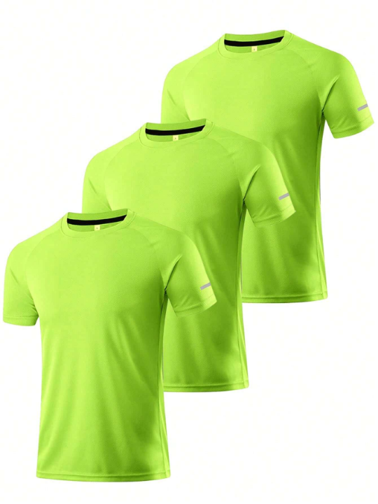 3pcs/Set Men's Casual Sports T-Shirt For Training, Running, Outdoors, With Quick Dry And High Elasticity Gym Clothes Men Basic T-Shirt