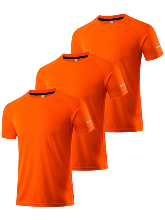 3pcs/Set Men's Casual Sports T-Shirt For Training, Running, Outdoors, With Quick Dry And High Elasticity Gym Clothes Men Basic T-Shirt