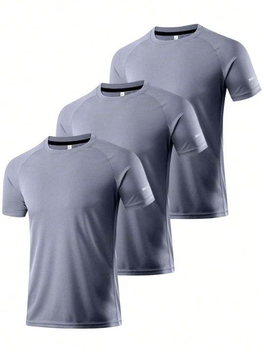 3pcs/Set Men's Casual Sports T-Shirt For Training, Running, Outdoors, With Quick Dry And High Elasticity Gym Clothes Men Basic T-Shirt