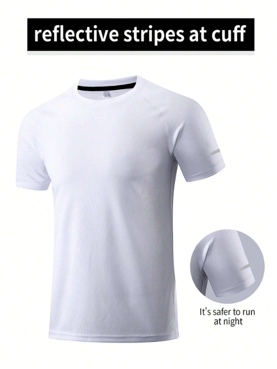 2pcs/Set Men's Casual Sports T-Shirt For Training, Running, Outdoors, With Quick Dry And High Elasticity Gym Clothes Men Basic T-Shirt