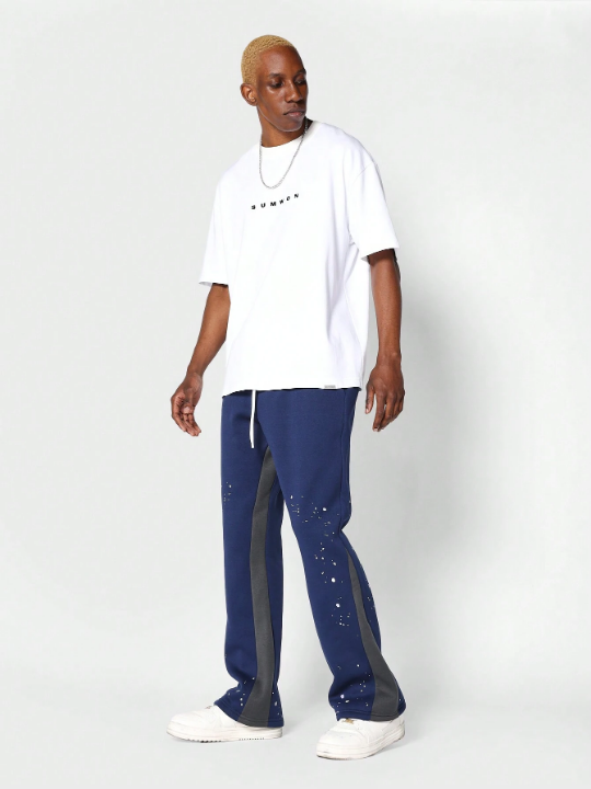 SUMWON Flare Fit Jogger With Paint Print