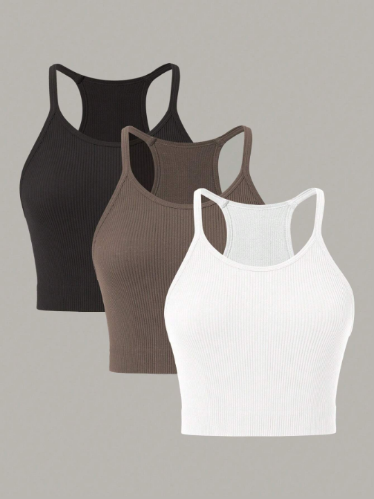 Daily&Casual Seamless Slim Fit Sports Halter Top