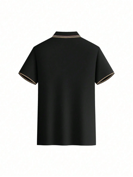 Men's Color Block Contrast Piping Short Sleeve Polo Shirt