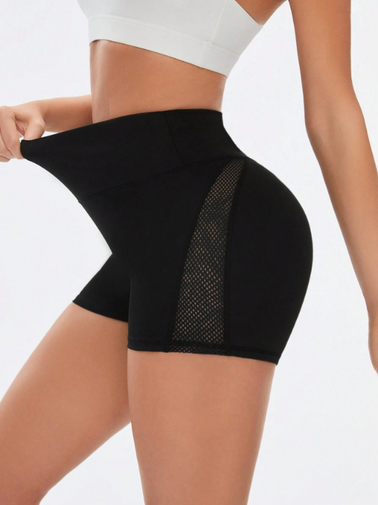 Yoga Basic Mesh Patchwork Slim Fit Sexy Yoga Sports Shorts