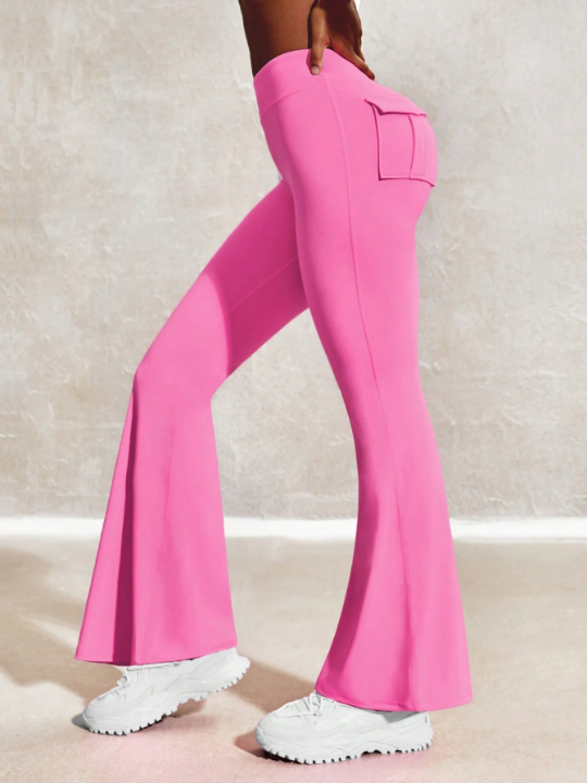 Leisure Solid Color Sports Flared Pants