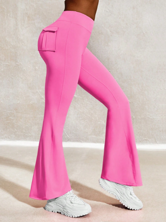 Leisure Solid Color Sports Flared Pants