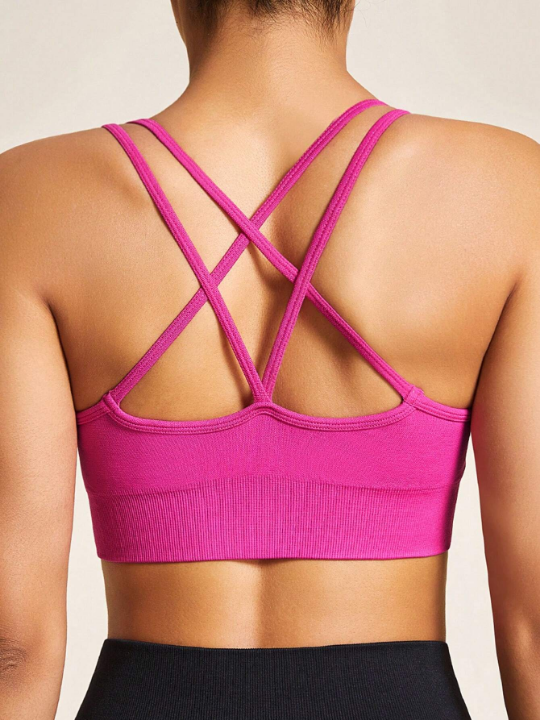 Yoga Basic Women's Seamless Solid Color Sports Bra With Beautiful Back Design, Adjustable Straps, Suitable For Sports And Daily Wear