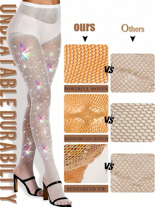 Women's Rhinestone Fishnet Tights Sparkle Fishnet Stockings Carnival Glitter Tights