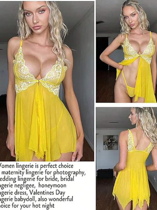 New Arrival Sexy Lace & Mesh Halter Dress With Floral Edge For Women