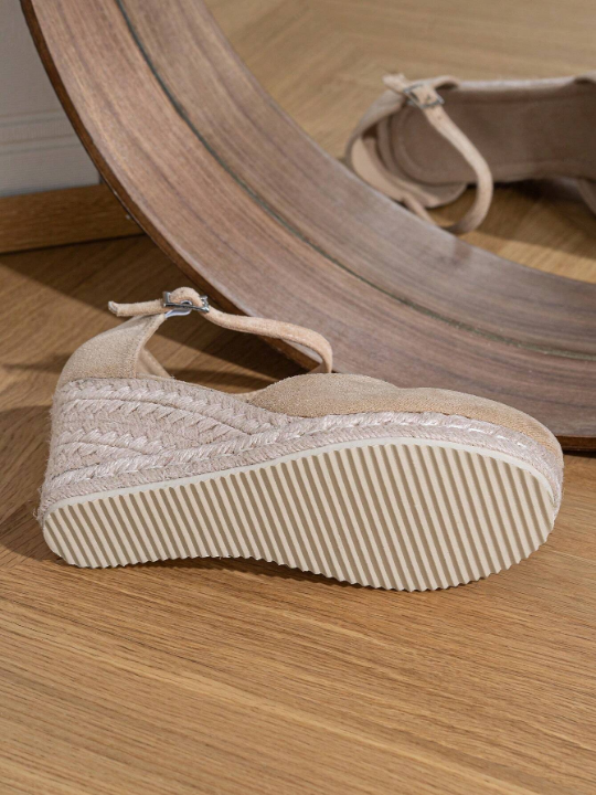 Women's Straw Woven Wedge Sandals With Peep Toe, Thick Sole, 2023 Spring And Summer New Arrivals