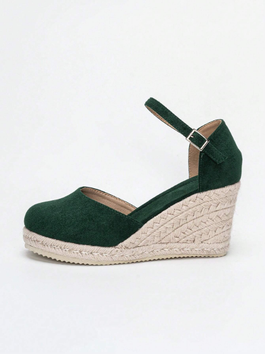 Women's Peep Toe Wedge Heel Sandals With Woven Straw Upper And Thick Sole, New Arrival For Spring And Summer 2023