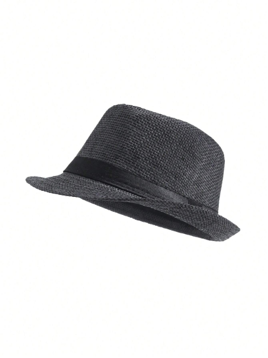 Breathable Linen Jazz Hat For Men, Suitable For Summer And Autumn, British Style Casual Fedora