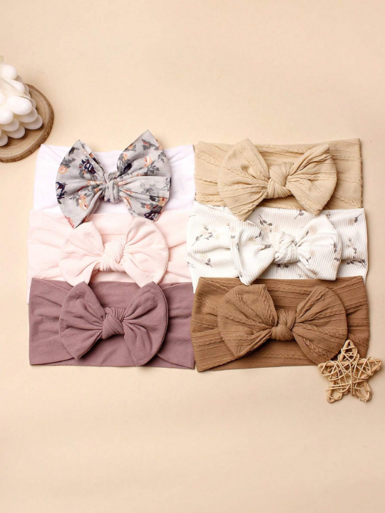 6pcs Spring Fashion Baby Nylon Decorative Headbands Suitable For Daily Wear