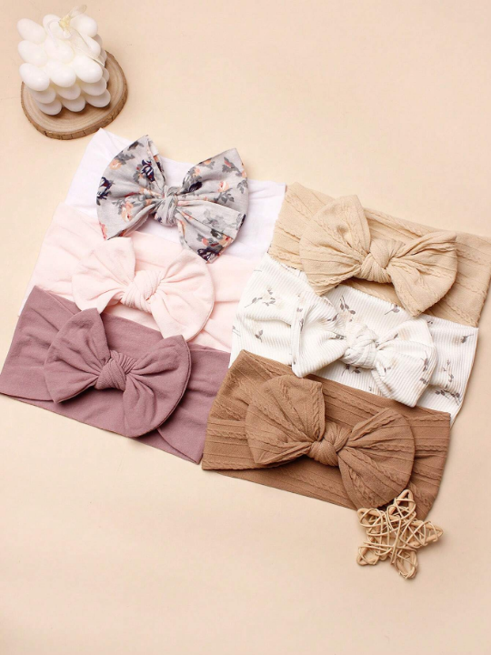 6pcs Spring Fashion Baby Nylon Decorative Headbands Suitable For Daily Wear