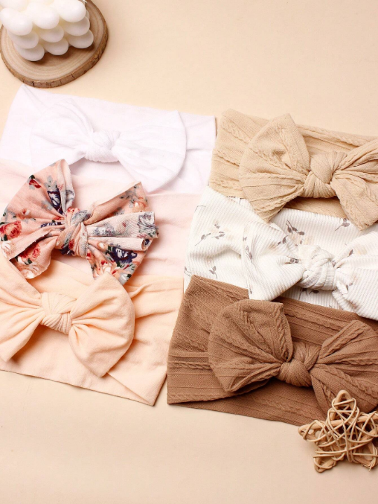 6pcs Fashionable Baby Nylon Decorative Headbands Suitable For Everyday Wear In Spring