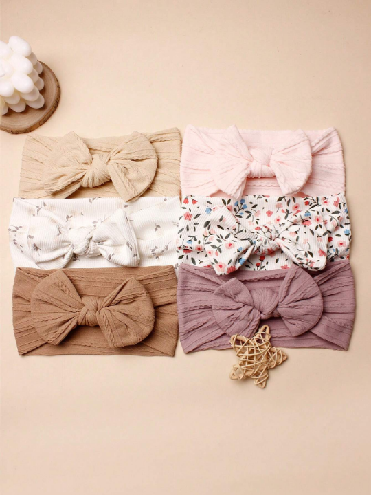 6pcs Spring Style Baby Nylon Decorative Hairbands, Suitable For Daily Use