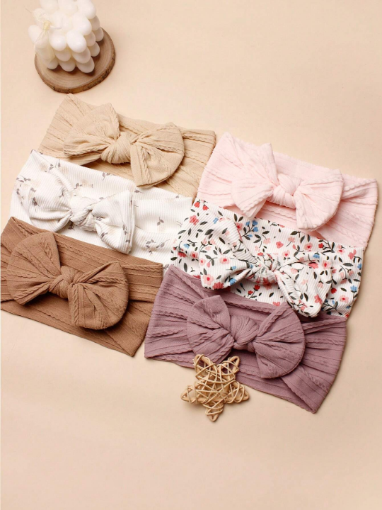 6pcs Spring Style Baby Nylon Decorative Hairbands, Suitable For Daily Use