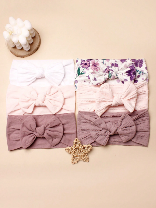 6pcs Spring Fashion Baby Nylon Decorative Headband, Suitable For Daily Wear