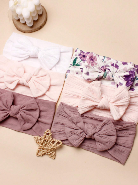 6pcs Spring Fashion Baby Nylon Decorative Headband, Suitable For Daily Wear