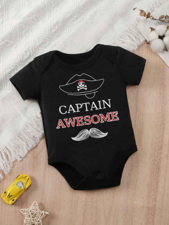 Baby Boy 5pcs/Set Sailboat, Anchor, Striped And Letter Printed Triangle Rompers Set