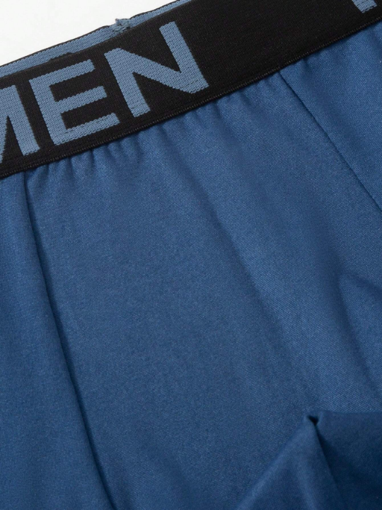 4pcs Men's Boxer Briefs With Letter Weaved Waistband