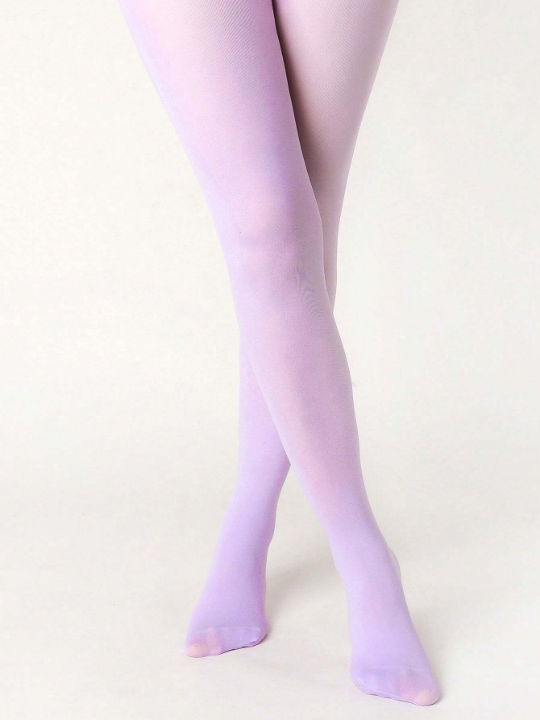 1pair Women's Simple & Elegant & Versatile Light Purple Tights For Spring/Autumn