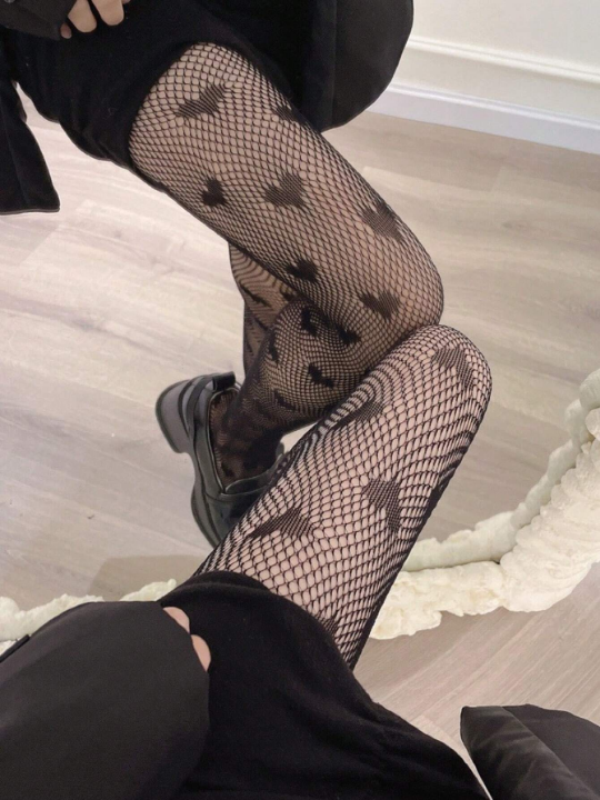 Heart Patterned Sexy Fishnet Stockings, Fashionable And Versatile