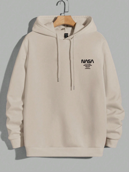 Cottnline Men Letter Graphic Drawstring Hoodie