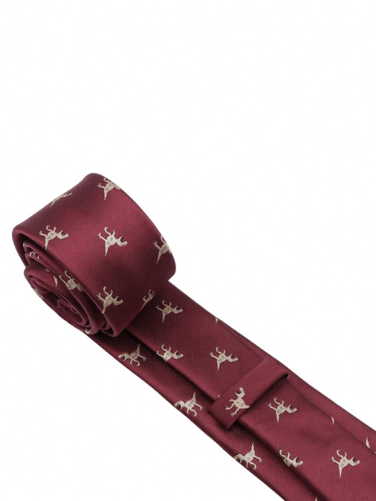1pc Men's Business & Fashionable Animal Pattern Necktie, 6 Cm, Polyester